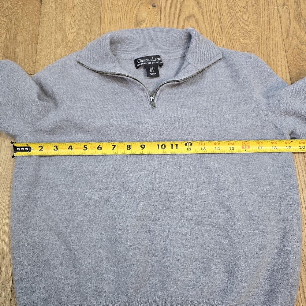 Christian Lacroix Gray Quarter Zip Long Sleeve Sweater Large - Picture 5 of 8